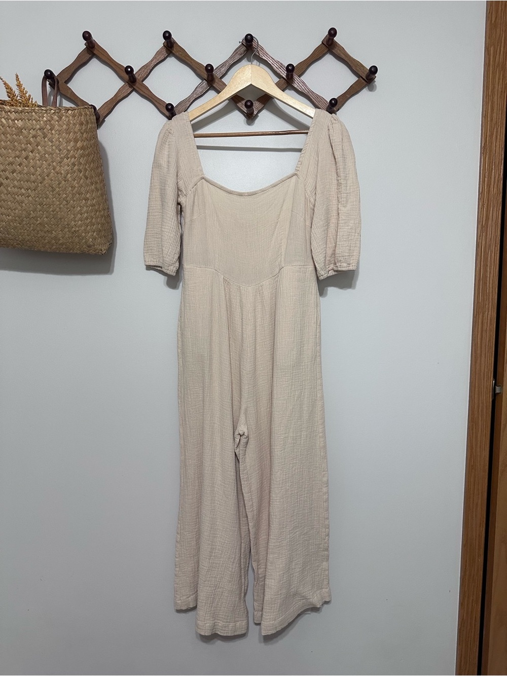 Petal & Pup Soft Cream Square-Neck Jumpsuit with Puff Sleeves - Picture 1 of 5
